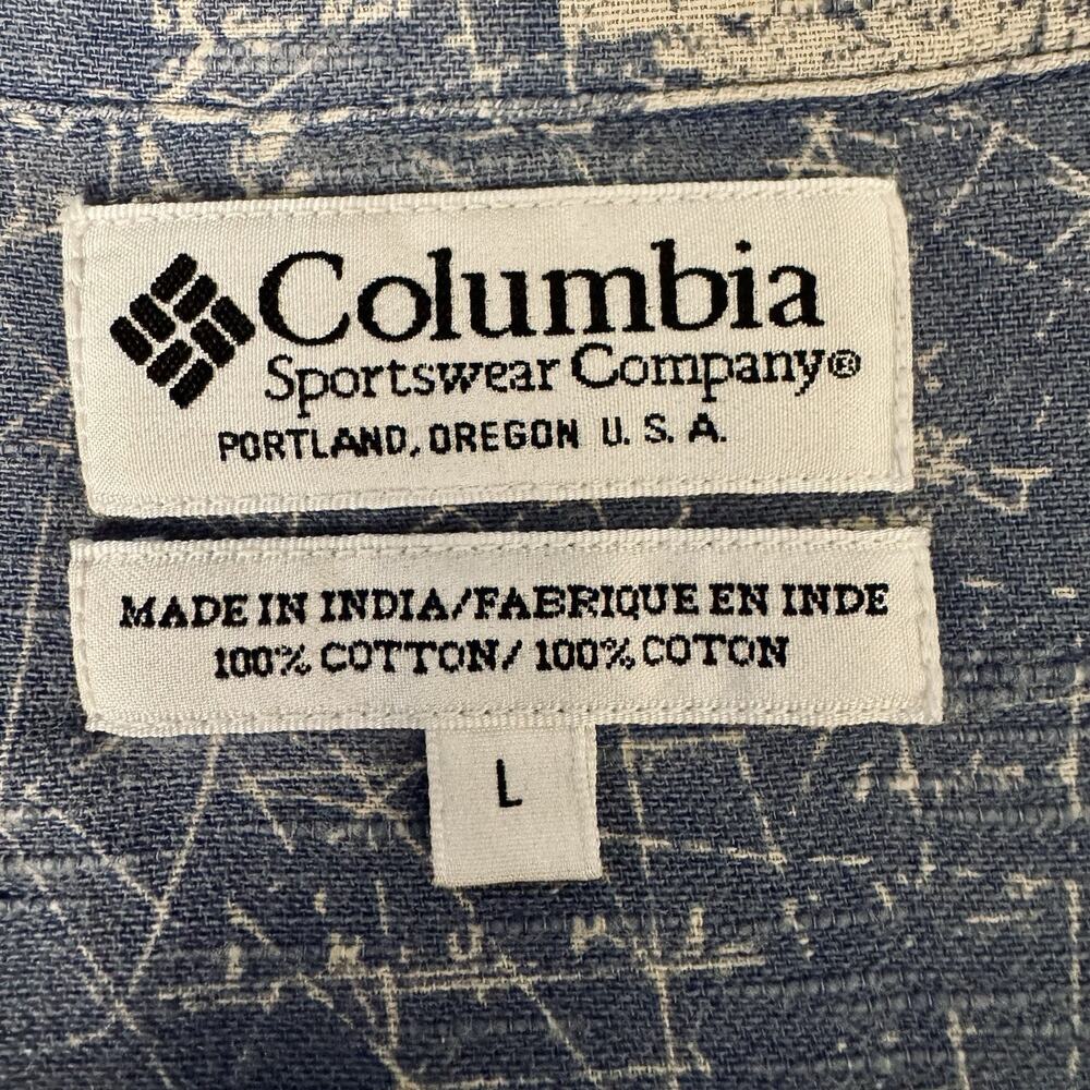 Columbia Blue Button Camp Shirt LG Maui Lahaina Hawaii Island Pacific Postcards‎ - Picture 6 of 7